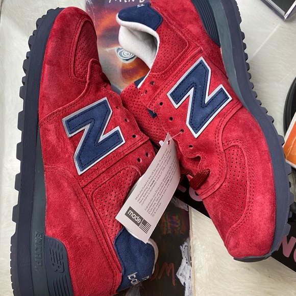 🆕 New Balance 574 Made In USA Red Blue - Mens - Picture 7 of 10